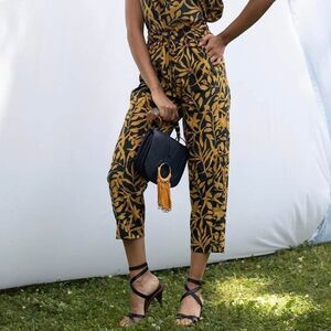 Tucker Julia Pant Lime Figi Floral in Silk Cotton Elastic Waist